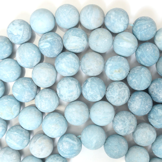 Matte Blue Larimar Quartz Round Beads 15.5" Strand 4mm 6mm 8mm 10mm 12mm