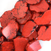 35mm - 40mm red turquoise freeform slab slice nugget beads 15.5