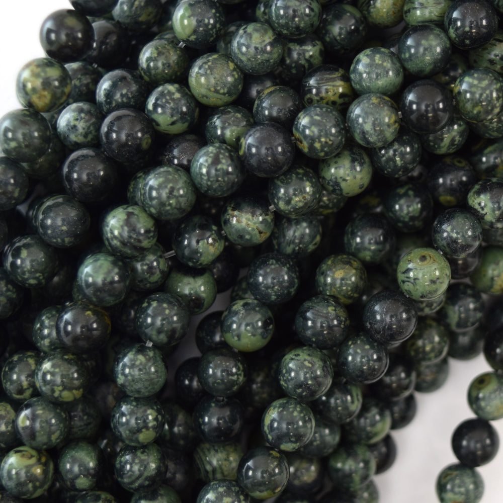 Natural Green Kambaba Jasper Round Beads 15" Strand 4mm 6mm 8mm 10mm 12mm