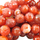 10mm faceted natural carnelian round beads 15
