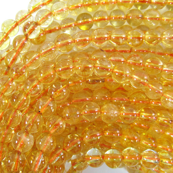 Yellow Citrine Round Beads Gemstone 15" Strand 4mm 6mm 8mm 10mm 12mm