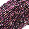 3mm genuine faceted pink ruby rondelle beads 15.5