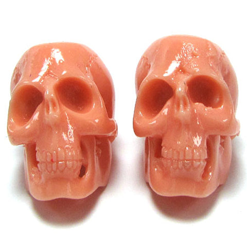 2 40mm Acrylic resin skull pendant bead dark pink