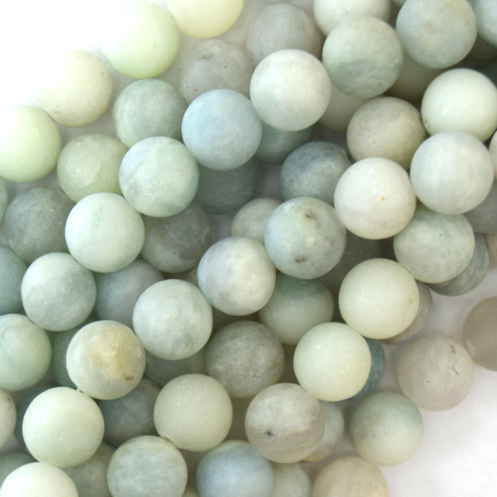 Natural Matte Light Blue Aquamarine round Beads 15.5"Strand S2 6mm 8mm 10mm 12mm