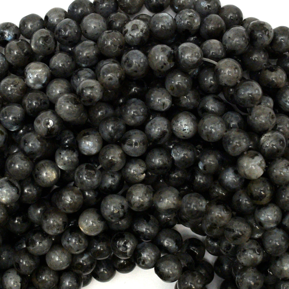Natural Gray Labradorite Larvikite Round Beads 15" Strand 4mm 6mm 8mm 10mm 12mm