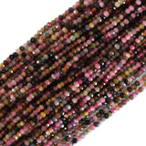 Natural Faceted Watermelon Tourmaline Rondelle Beads 15.5