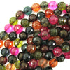 Faceted Watermelon Tourmaline Quartz Round Beads Gemstone 15.5