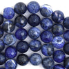 Natural Faceted Blue Sodalite Round Beads 14.5