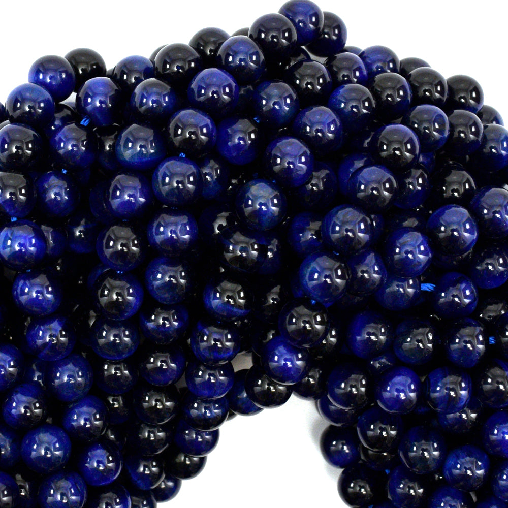 AA Blue Tiger Eye Round Beads Gemstone 15" Strand 4mm 6mm 8mm 10mm 12mm