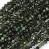 3mm faceted Russian green seraphinite round beads 15.5