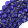 18mm purple turquoise carved skull beads 15.5