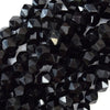 Star Cut Faceted Black Obsidian Round Beads 15.5