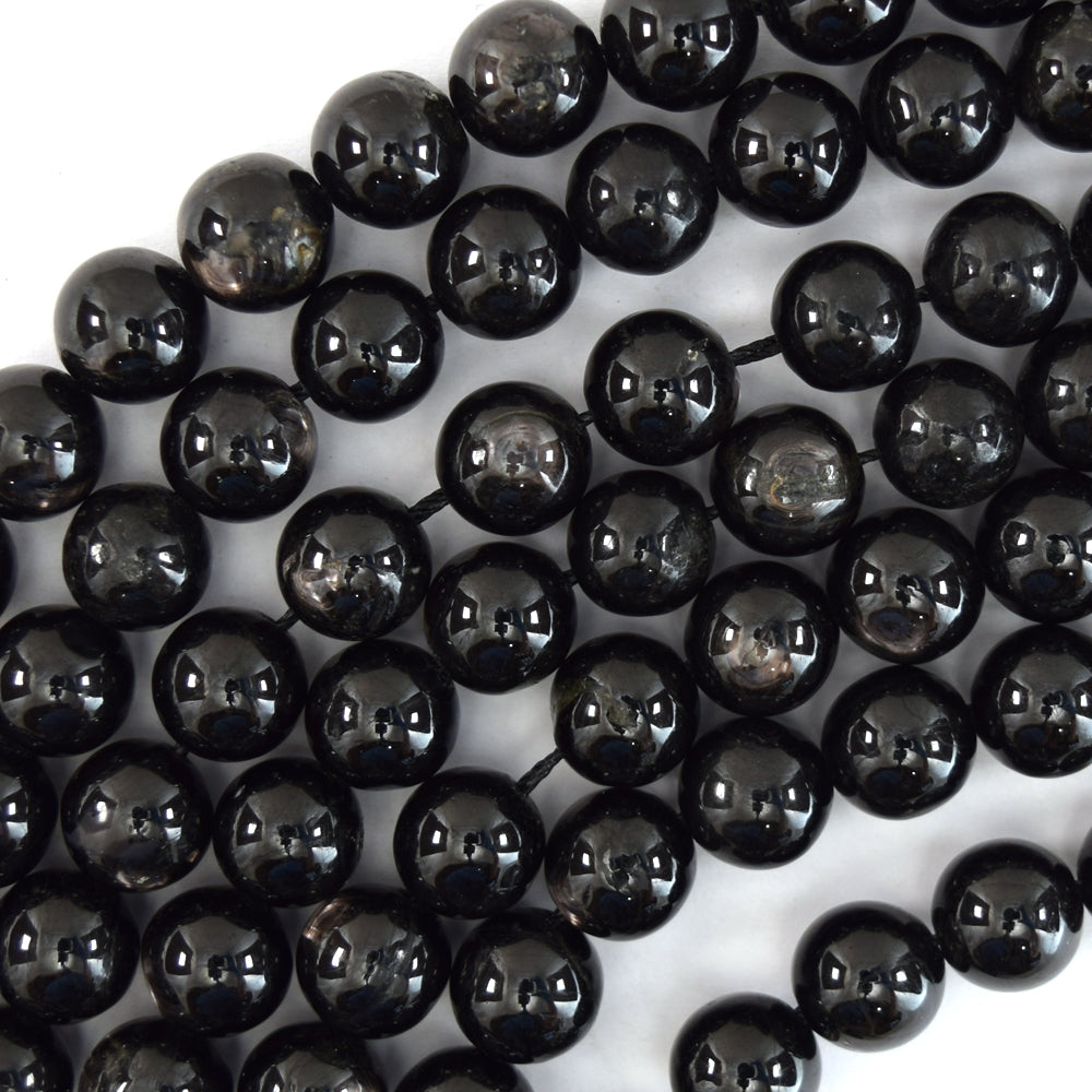 Natural Black Aura Hypersthene Round Beads 15.5" Strand 4mm 6mm 8mm 10mm 12mm