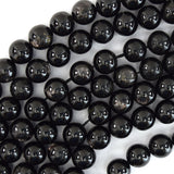 Natural Black Aura Hypersthene Round Beads 15.5