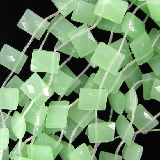 12x16mm faceted green chalcedony quartz rectangle 15" strand