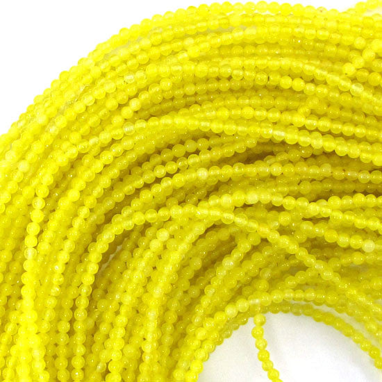 2mm jade round beads 15" strand seed yellow