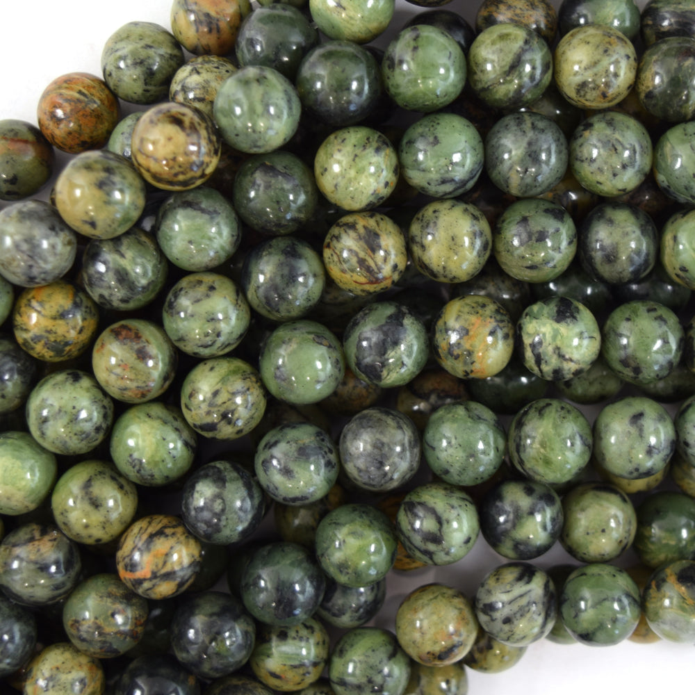 Natural Jungle Green Jasper Round Beads Gemstone 15" Strand 8mm 10mm