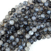 Black Dragon Vein Agate Round Beads Gemstone 15