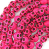 10x13mm magenta turquoise carved skull beads 15.5