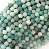 Natural Matte Russian Green Amazonite Round Beads 15