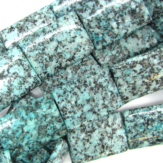 30x40mm blue kiwi jasper rectangle beads 16" strand