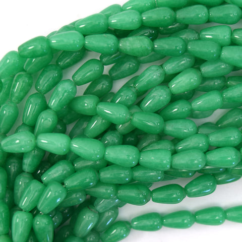 Iridescent Green Glass Teardrop Beads, 14mm by Bead Landing™