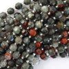 Natural African Blood Agate Prism Double Point Cut Faceted Beads 15.5
