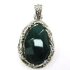 35mm green onyx silver plated flat teardrop pendant bead