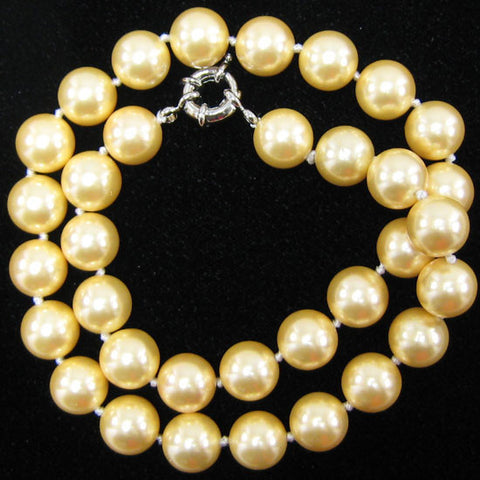 14mm rainbow white shell pearl round beads necklace 17"