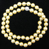 8mm yellow shell pearl round beads necklace 18