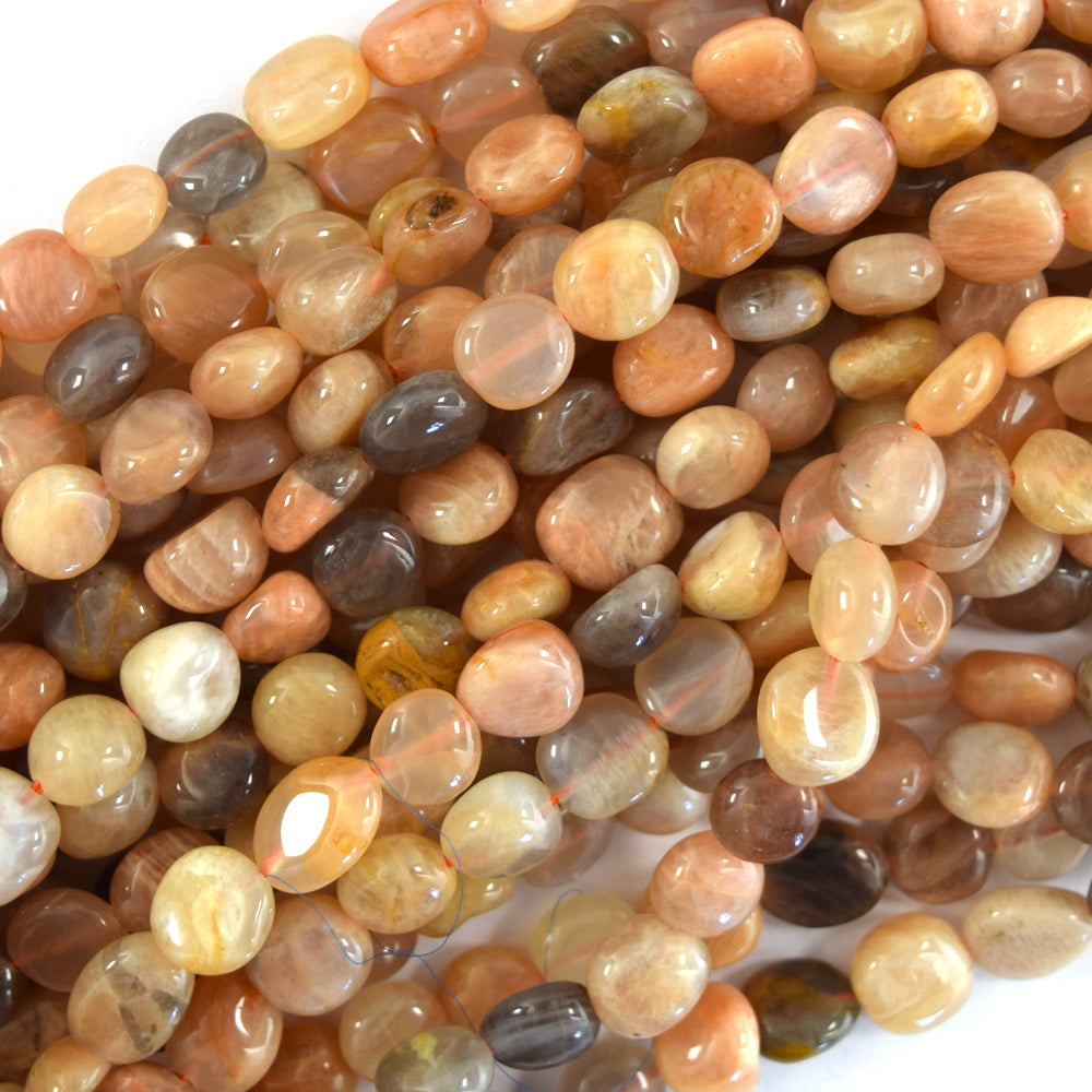 Natural Multicolor Sunstone Pebble Nugget Beads 15.5" Strand 6-8mm 8-10mm S1