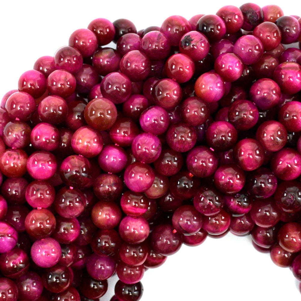 AA Magenta Tiger Eye Round Beads Gemstone 15.5" Strand 4mm 6mm 8mm 10mm 12mm