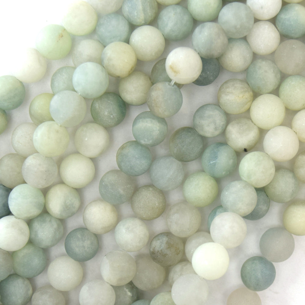 Natural Matte Light Blue Aquamarine round Beads 15.5"Strand S2 6mm 8mm 10mm 12mm