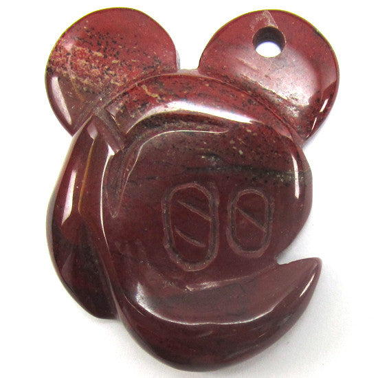 35x44mm poppy jasper carved mouse pendant bead 1 pc