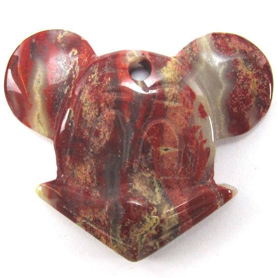 34x40mm poppy jasper carved mouse pendant bead 1 pc