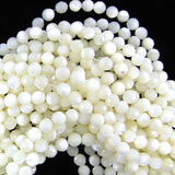 Faceted White Mother Of Pearl MOP Round Beads 15.5