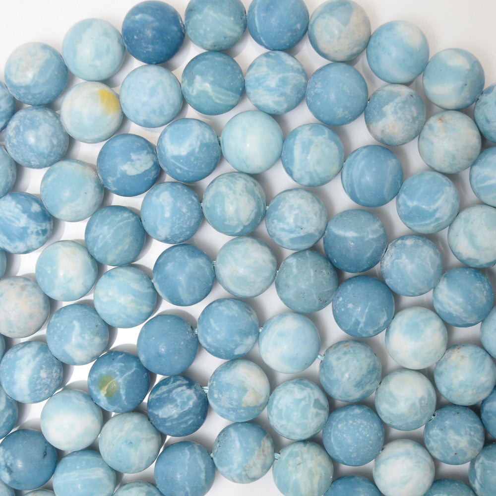 Matte Blue Larimar Quartz Round Beads 15.5" Strand 4mm 6mm 8mm 10mm 12mm