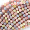 Natural Faceted Morganite Round Beads Gemstone 15.5