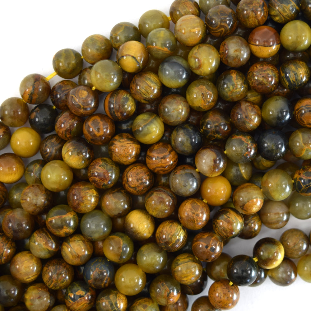 Natural Gold Brown Blue Pietersite Round Beads 15.5" 4mm 6mm 8mm 10mm 12mm S2