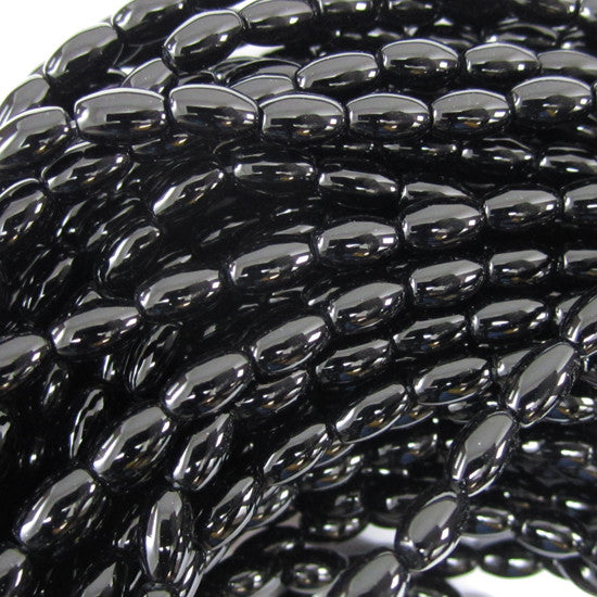6mm black onyx rice beads 15.5" strand