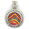 25mm orange rainbow synthetic calsilica silver plated coin pendant bead