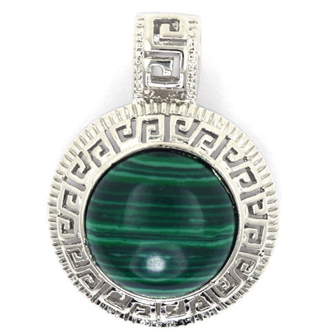52mm green synthic malachite silver plated oval pendant bead