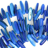 13-24mm blue shell stick tooth beads 15.5