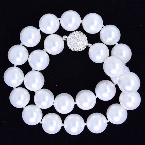 16mm rainbow white shell pearl round beads necklace 17"