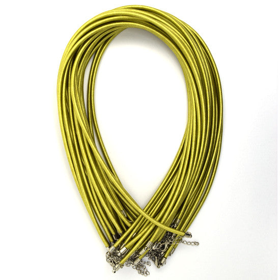 3mm yellow green silk cord necklace 18"