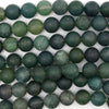 Natural Matte Green Moss Agate Round Beads 15