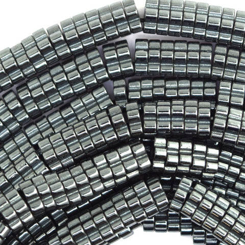 Natural Black Hematite Heishi Disc Beads Gemstone 15.5" Strand 3mm 4mm 6mm 8mm