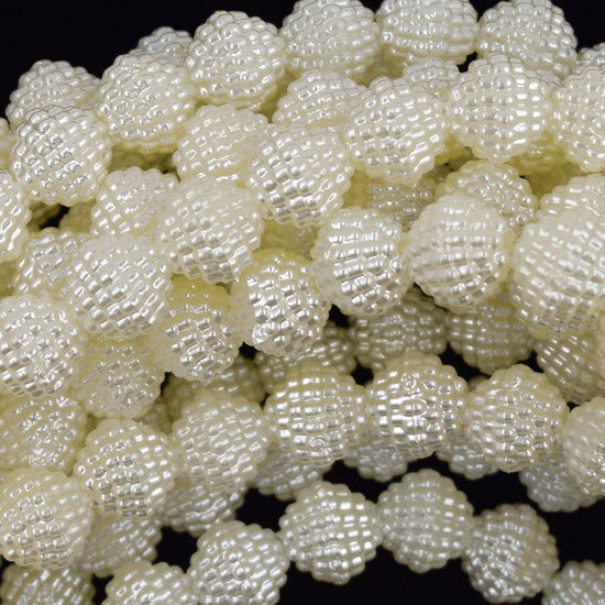 11mm white plastic pearl bicone beads 16" strand