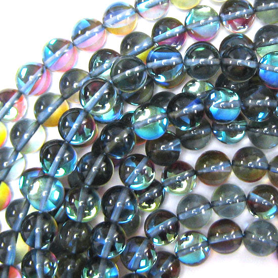 Blue Gray Mystic Aura Quartz Round Beads Gemstone 15" Strand 6mm 8mm 10mm