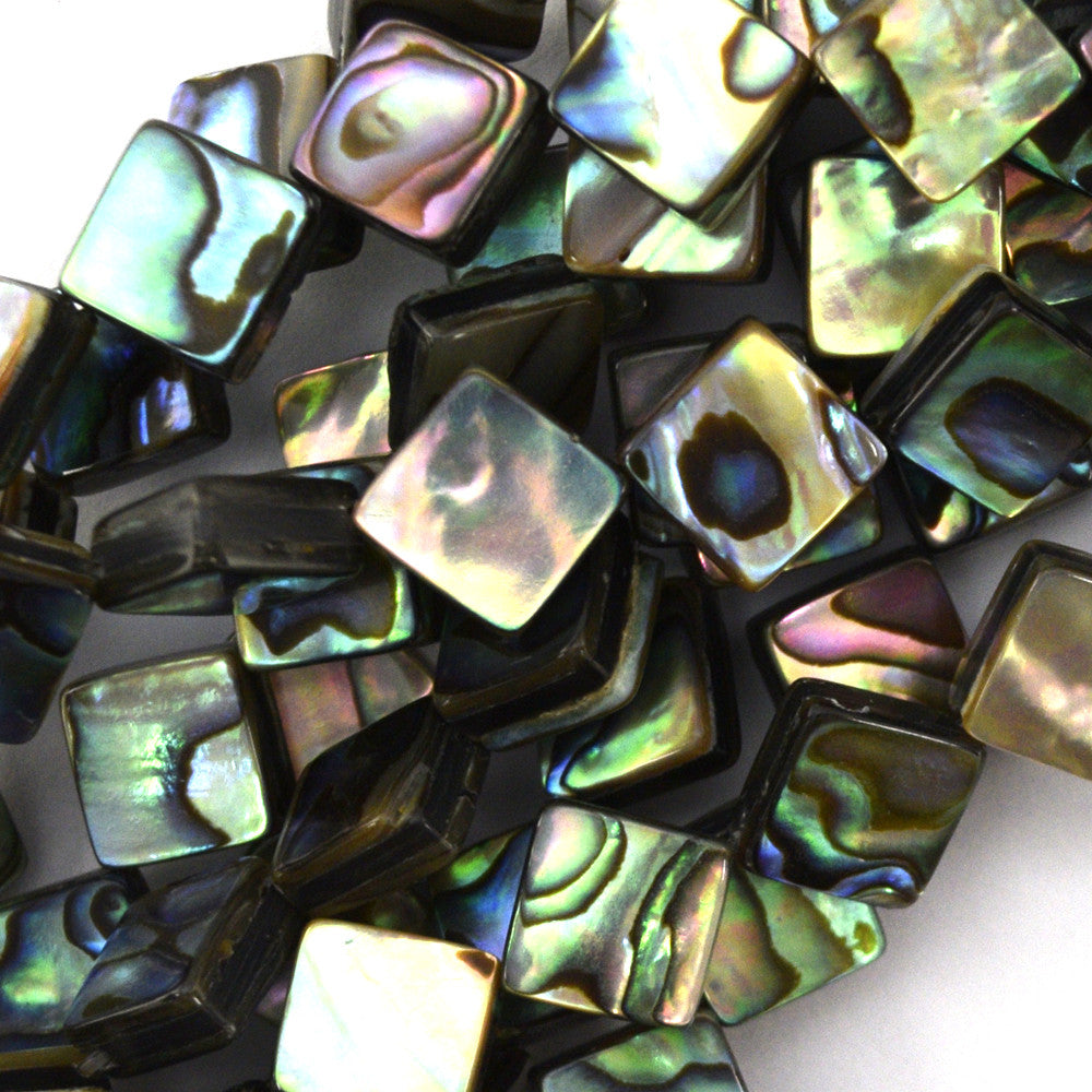 14mm abalone shell diamond beads 15.5" strand